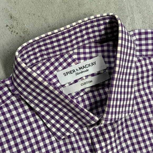 Spier & Mackay Handmade Dress Shirt Custom Check Long Sleeve Cotton 43 17 XL - Picture 5 of 10